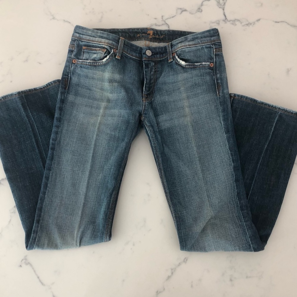 7 for All Mankind Jeans Bootcut Medium Wash Blue Denim Low Rise